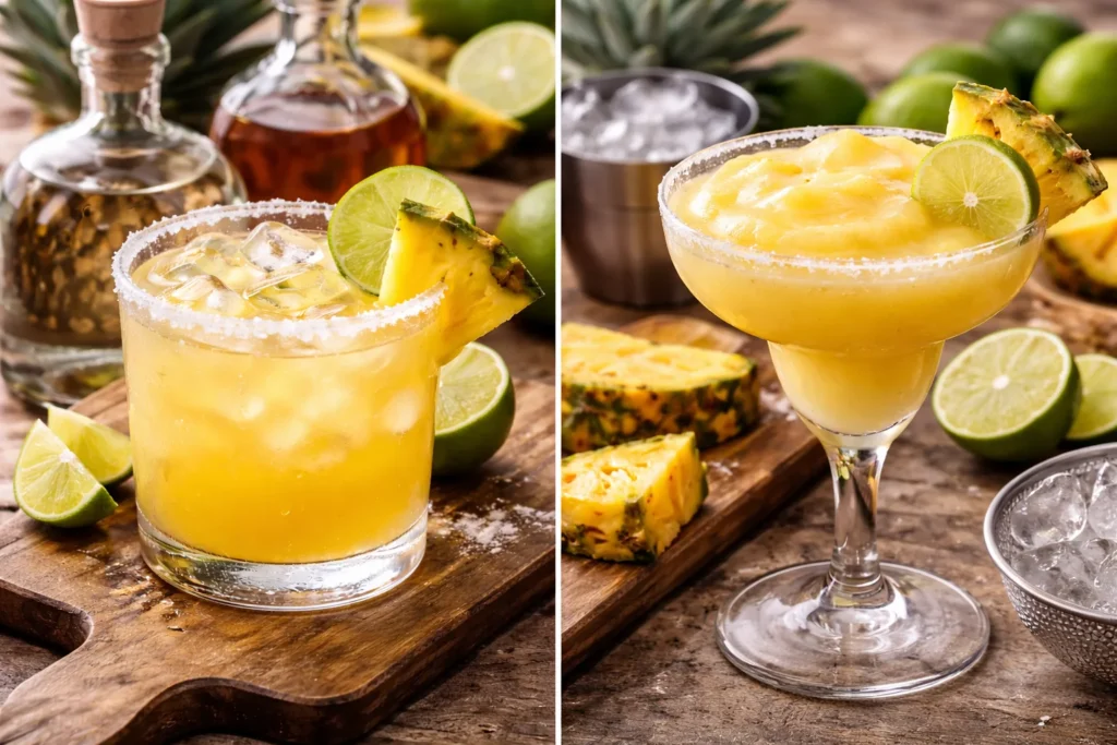 Best Pineapple Margarita Recipe with Sweet-Tart Tropical Flavor 3 Frozen vs On the Rocks