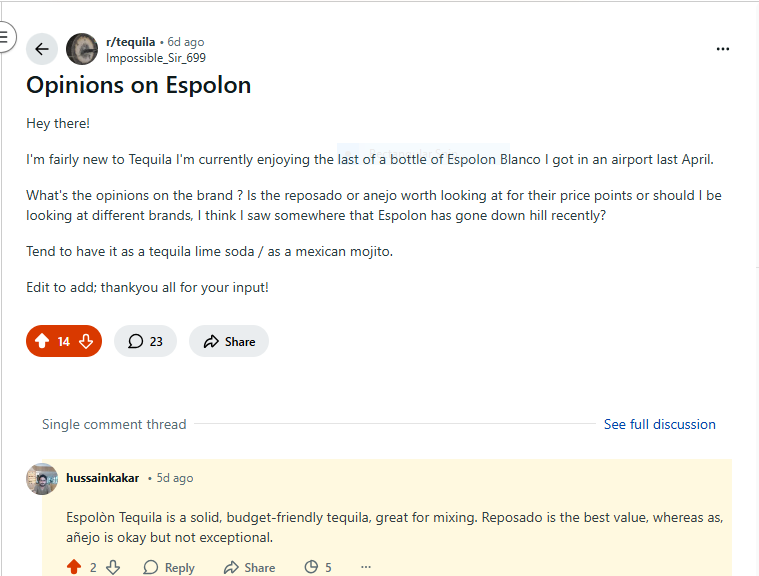 Real discussion on reddit